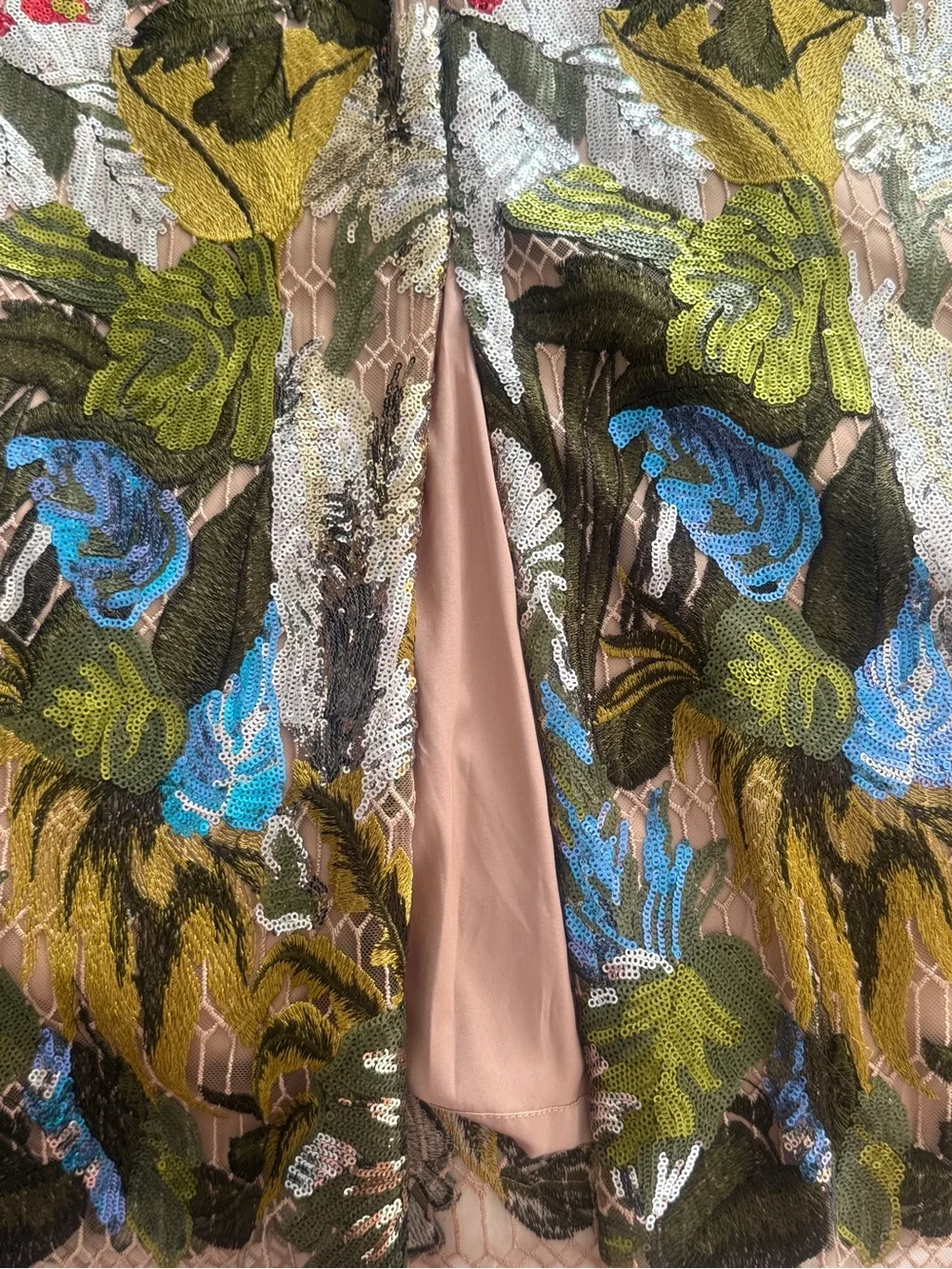 Boston Proper bold Floral Sequin mesh midi Dress Sz 6 - Picture 16 of 16